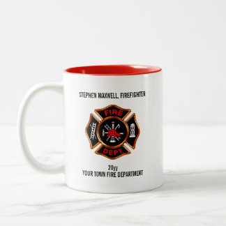 Firefighter Emblem Name and Department Two-Tone Coffee Mug
