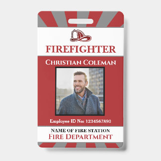 Firefighter Employee ID Card Photo Logo Custom  Badge