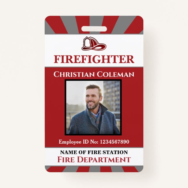 Firefighter Employee ID Card Photo Logo Custom  Badge (Front)