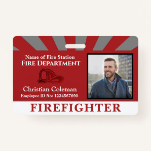 Firefighter Employee ID Card Photo Logo Custom Badge