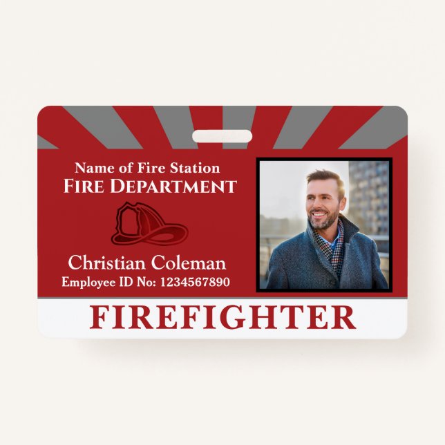 Firefighter Employee ID Card Photo Logo Custom Badge (Front)