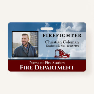 Firefighter Employee Photo Name ID Card Custom Badge