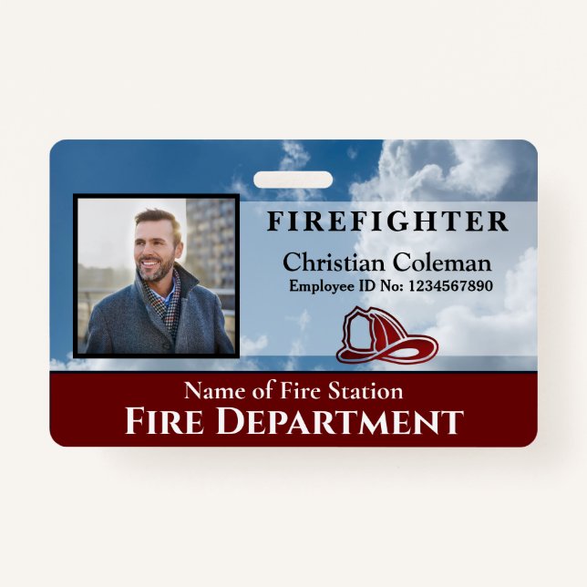Firefighter Employee Photo Name ID Card Custom  Badge (Front)