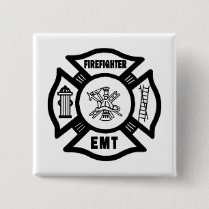 Firefighter EMT 2 Inch Square Button