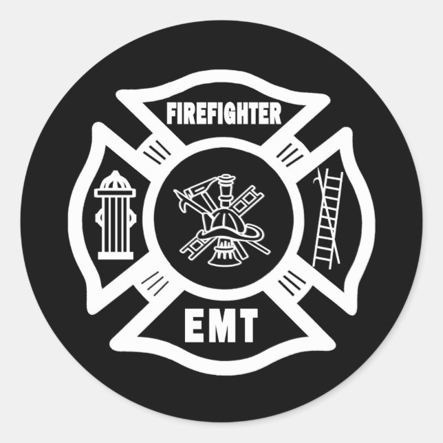 Firefighter EMT Classic Round Sticker (Front)