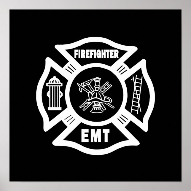 Firefighter EMT White Poster (Front)