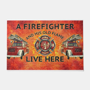 Firefighter Family Doormat, Fire Station Front Doormat