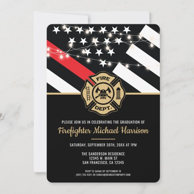 Firefighter Fire Academy Fireman Graduation Invitation (Front)