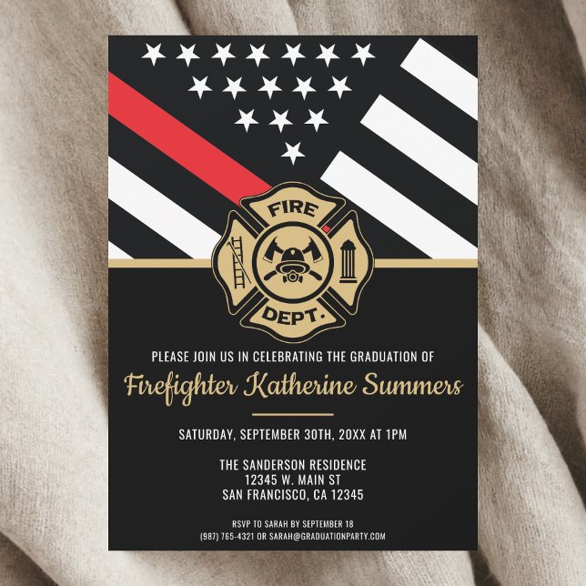 Firefighter Fire Academy Firewoman Graduation Invitation (Firefighter Fire Academy Firewoman Graduation Invitation)