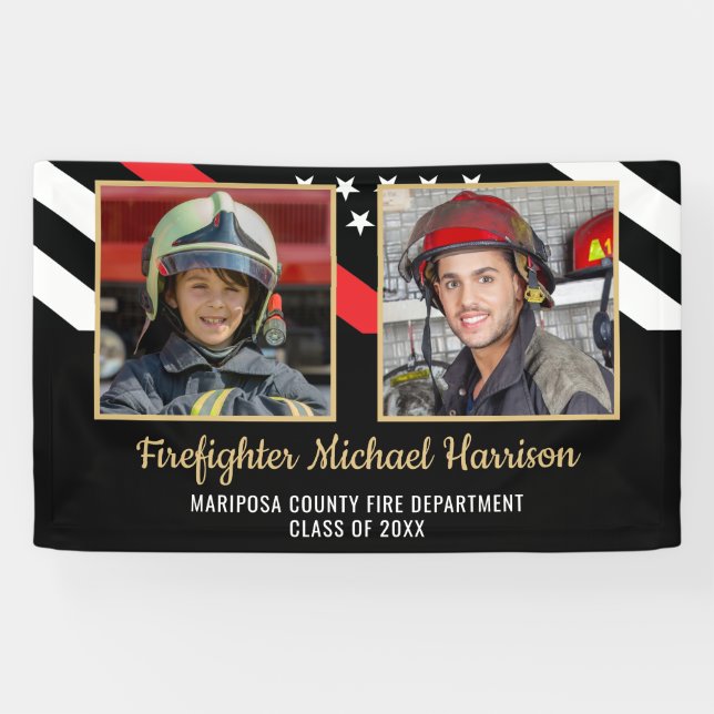 Firefighter Fire Academy Graduation Fireman Photo Banner (Horizontal)