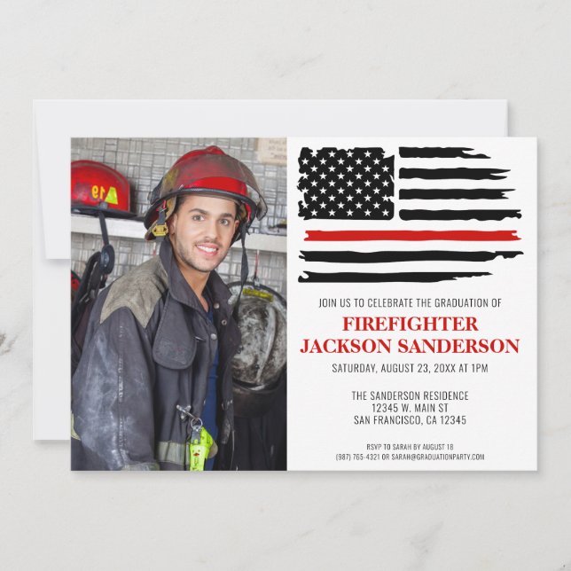 Firefighter Fire Academy Graduation Fireman Photo Invitation (Front)
