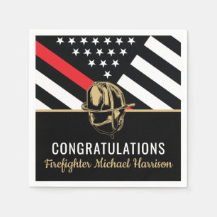 Firefighter Fire Academy Graduation Party Red Line Napkin
