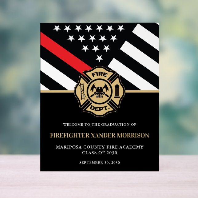 Firefighter Fire Academy Graduation Party Welcome Acrylic Sign (Neutral)
