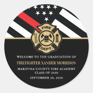 Firefighter Fire Academy Graduation Party Welcome Classic Round Sticker
