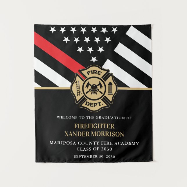 Firefighter Fire Academy Graduation Party Welcome Tapestry (Front)