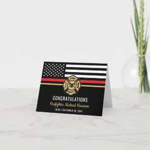 Firefighter Fire Academy Graduation Red Line Flag Card