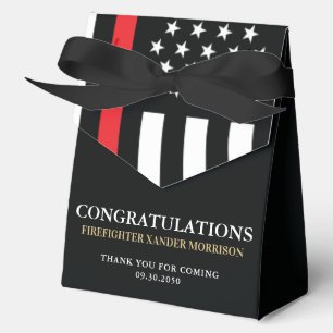Firefighter Fire Academy Graduation Red Line Flag Favor Box