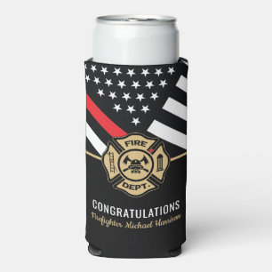 Firefighter Fire Academy Graduation Thin Red Line Seltzer Can Cooler