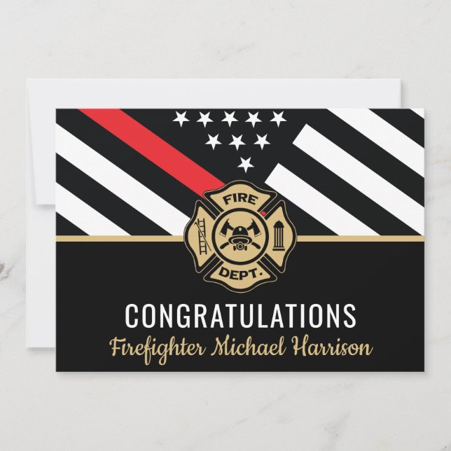 Firefighter Fire Academy Red Line Flag Graduation (Front)