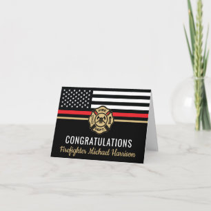 Firefighter Fire Academy Red Line Flag Graduation Card
