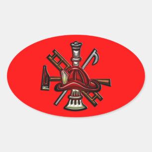Firefighter Fire and Rescue Department Emblem Oval Sticker