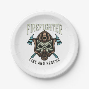 Firefighter Fire And Rescue Paper Plates