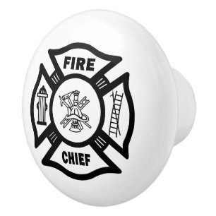 Firefighter Fire Chief Ceramic Knob