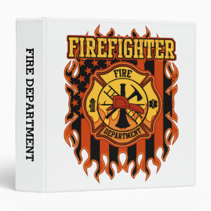 Firefighter Fire Department Badge and Flag Binder