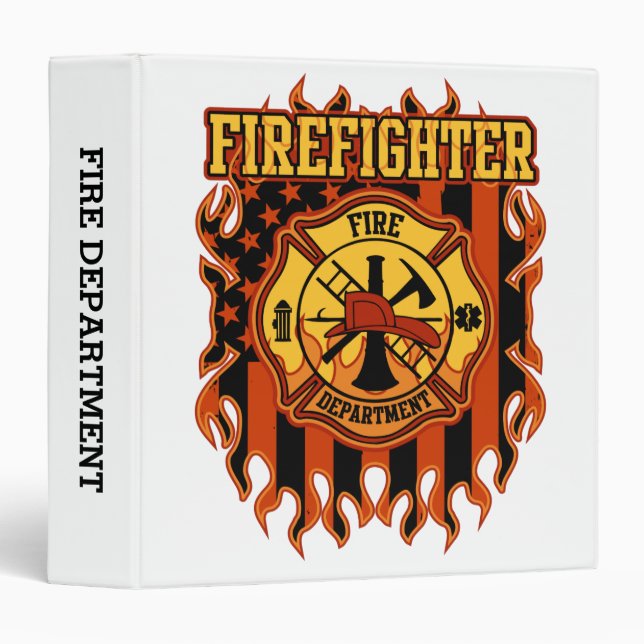 Firefighter Fire Department Badge and Flag Binder (Front/Spine)