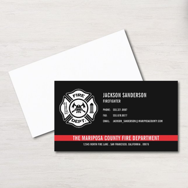 Firefighter Fire Department Custom Logo Business Card (Firefighter Fire Department Custom Logo Business Card)