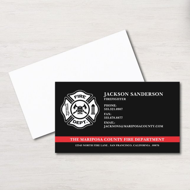 Firefighter Fire Department Custom Logo Business Card (Firefighter Fire Department Custom Logo Business Card)