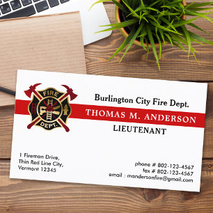 Firefighter Fire Department Custom Logo Fireman Business Card