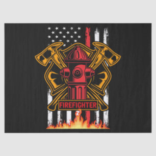 Firefighter Fire Department Fire Badge and Flag Tissue Paper