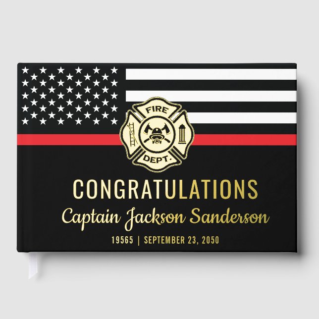 Firefighter Fire Department Fireman Retirement Guest Book (Front)