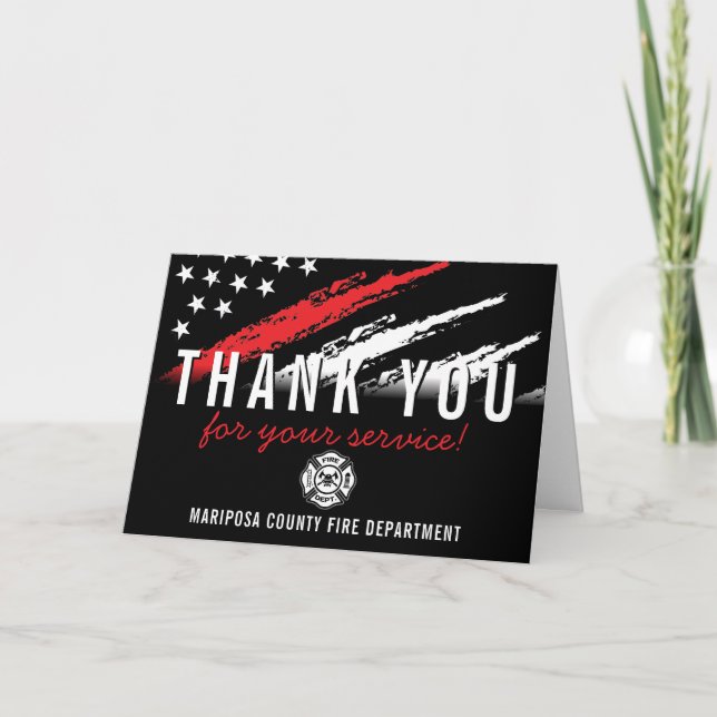 Firefighter Fire Department Flag First Responder Thank You Card (Front)