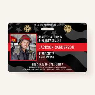 Firefighter Fire Department Photo Employee ID Badge