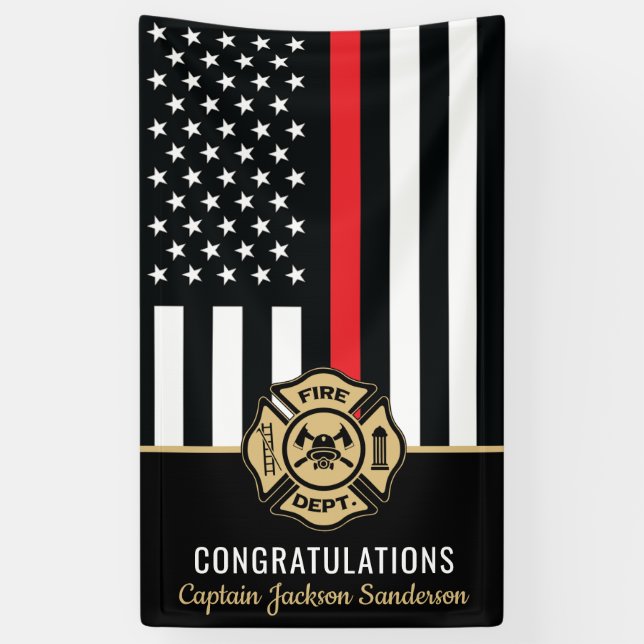 Firefighter Fire Department Retirement Fireman Banner (Vertical)