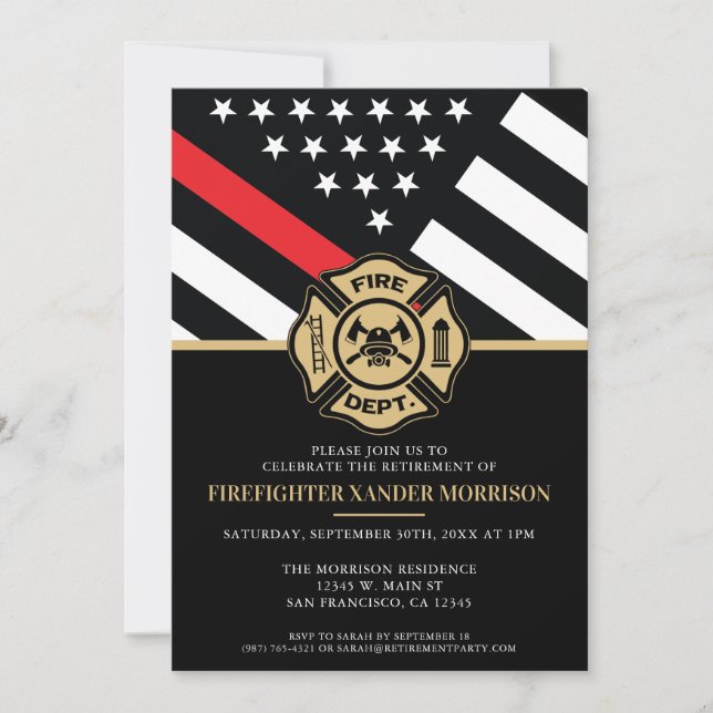 Firefighter Fire Department Retirement Fireman Invitation (Front)
