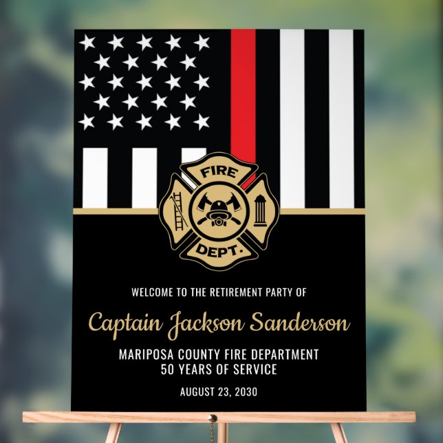 Firefighter Fire Department Retirement Party Acrylic Sign (Neutral)