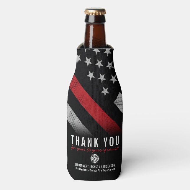 Firefighter Fire Department Retirement Party Bottle Cooler (Bottle Front)