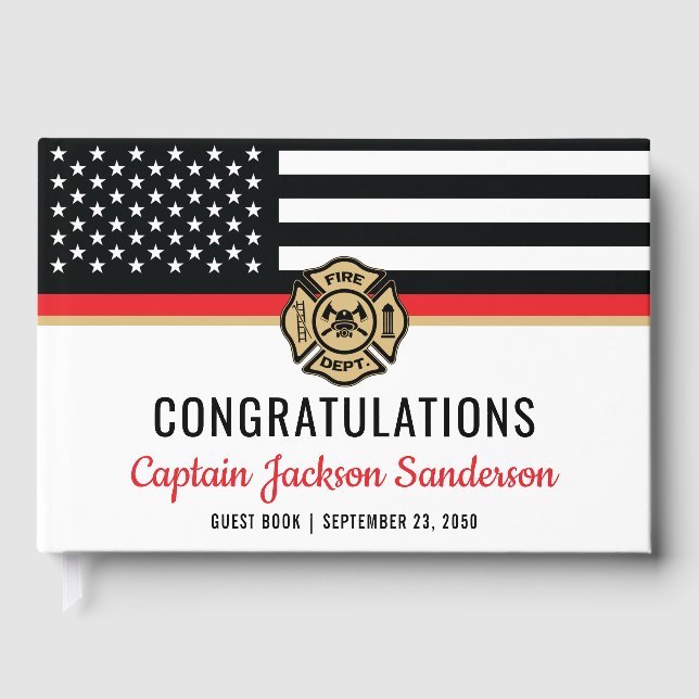 Firefighter Fire Department Retirement Party Guest Book (Front)