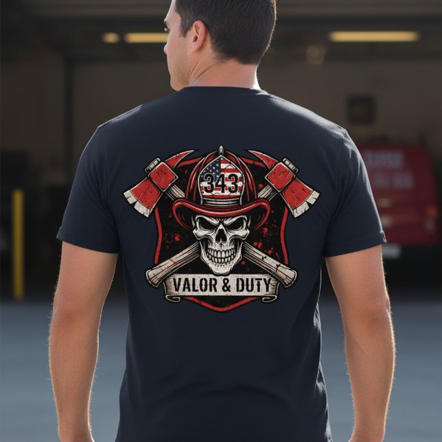 Firefighter/Fire Department Skull Axes T-Shirt (Créateur téléchargé)