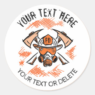Firefighter. Fire Department. Template. Classic Round Sticker