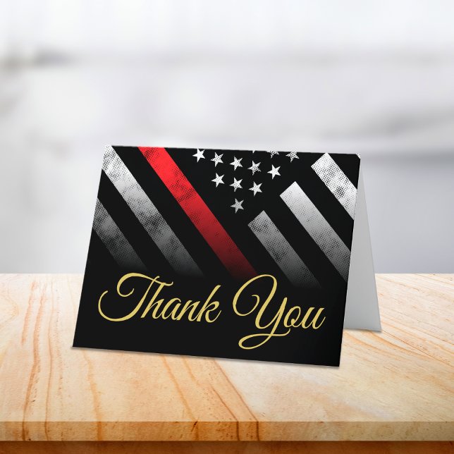 Firefighter Fire Department Thin Red Line Fireman Thank You Card (Firefighter Fire Department Thin Red Line Fireman Thank You Card)