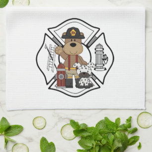 Firefighter Fire Dept Bear Kitchen Towel