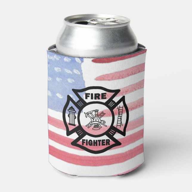 Firefighter Fire Dept Logo    Can Cooler (Can Front)