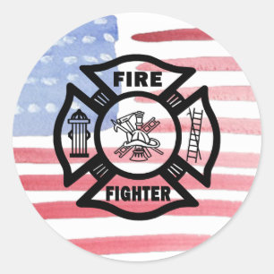 Firefighter Fire Dept Logo Classic Round Sticker