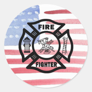 Firefighter Fire Dept Logo Classic Round Sticker