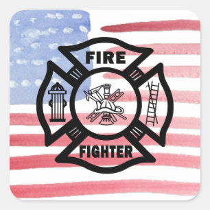 Firefighter Fire Dept Logo Square Sticker