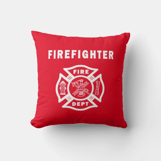 Firefighter Fire Dept Logo Throw Pillow (Front)